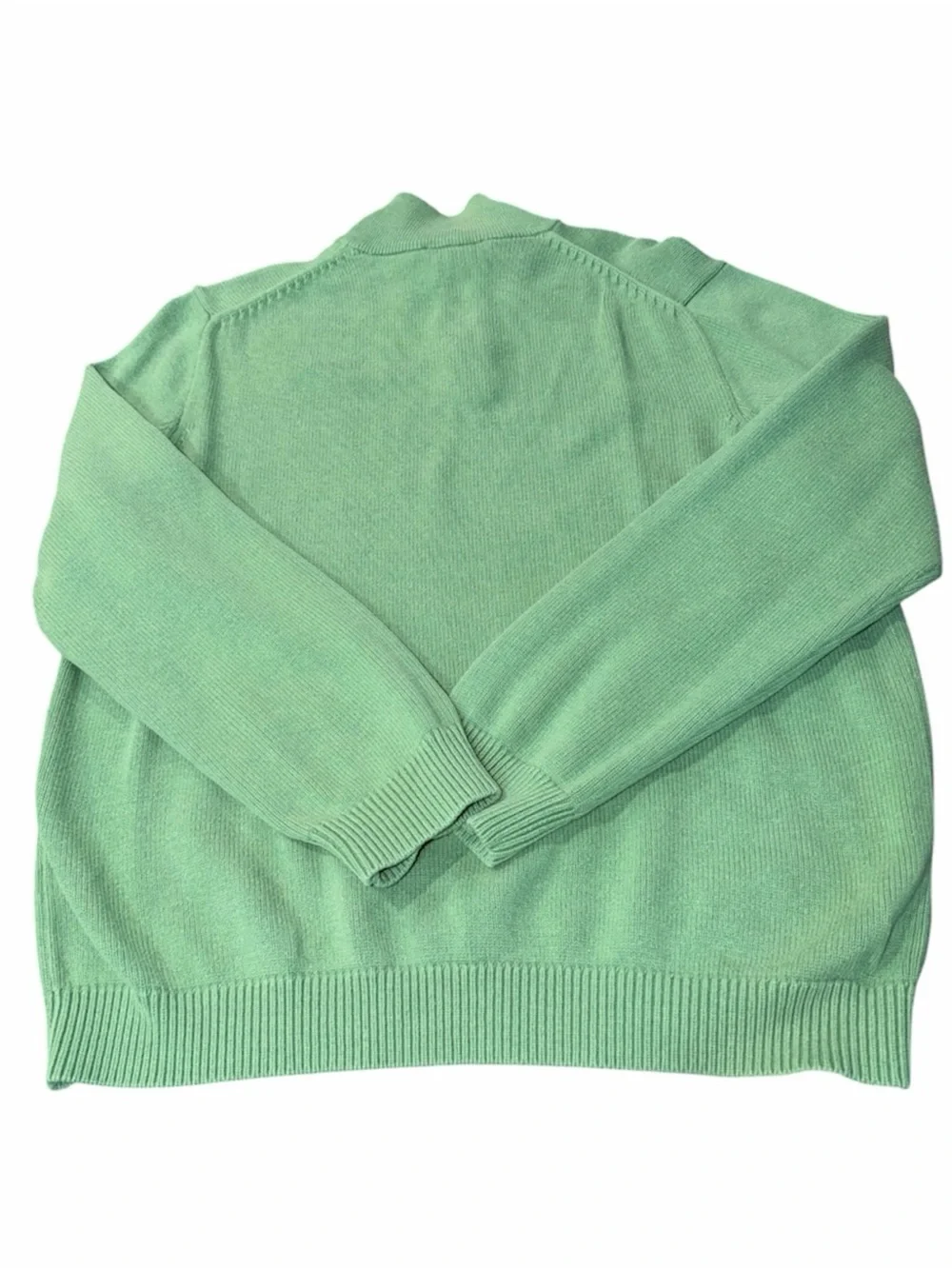 J.Crew Mint Green Quarter Zip Cotton Sweater Leather Pull